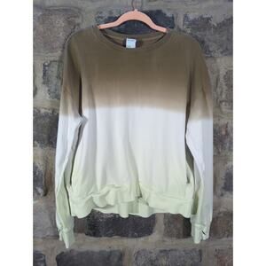 All in Motion Dip-Dye Crewneck‎ Sweatshirt Women's Large Green Brown White